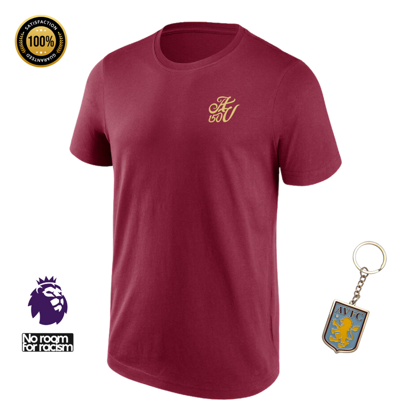 Aston Villa Adidas 150th Anniversary T-Shirt Claret Mens